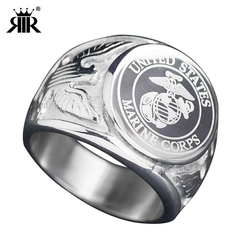 USA Military United States MARINE CORPS US ARMY Men Signet Rings Fashion Stainless Steel Jewelry