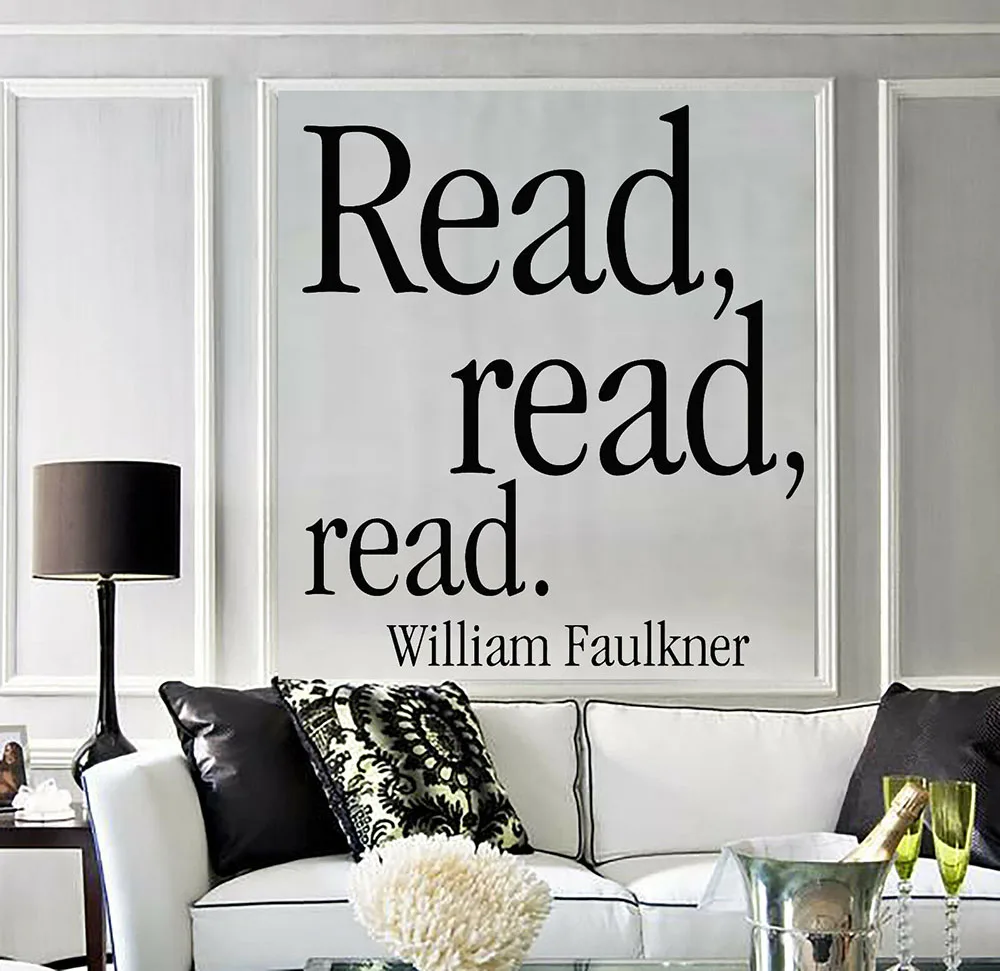 Read Stickers Bedroom Childrens Room Decor Wall Decals Writer Literature Quote Faulkner Vinyl Decal Mural Library Classroom A033