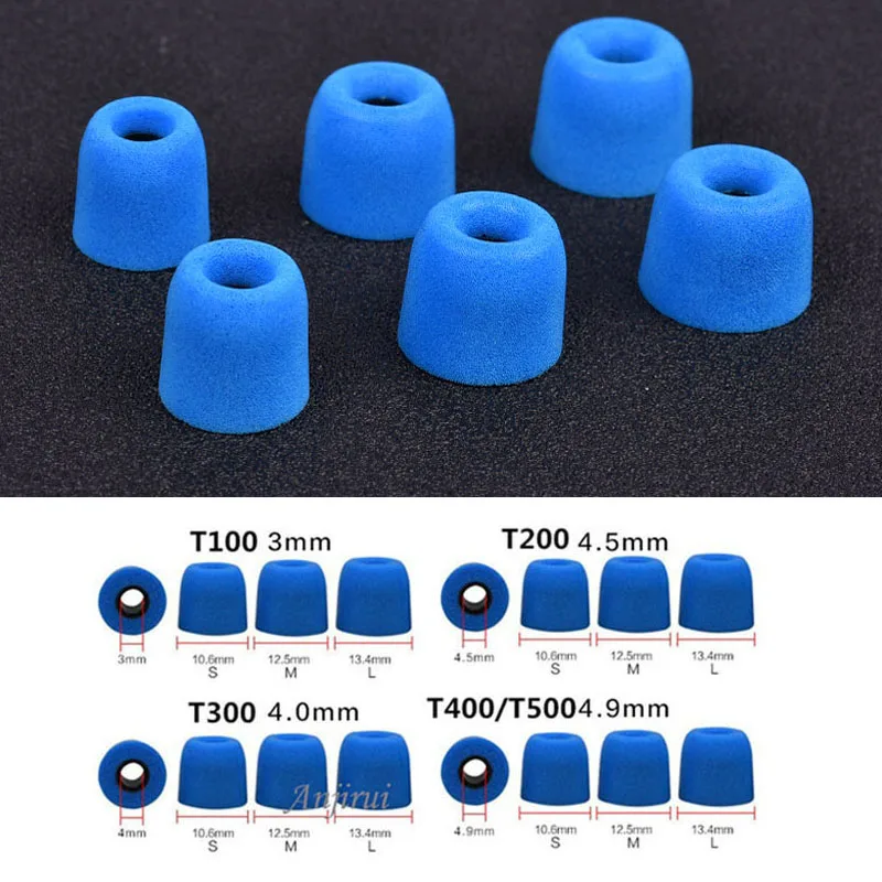 1Pair Memory Foam Ear Cushions 3-5mm Caliber Noise Isolation Eartips T100/T200/T300/T400 Earpads For In-Ear Earphone Earbuds