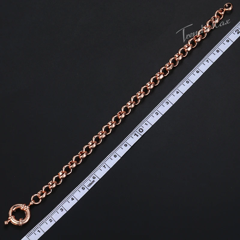 6mm Womens Bracelet 585 Rose Gold Color Rolo Link Chain Sailor Clasp Bracelet Jewelry 18cm 20cm 23cm 25cm HGB212