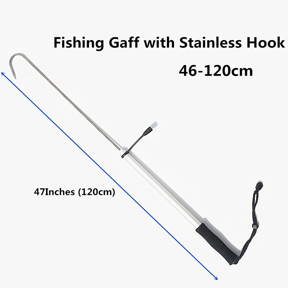 120cm Fishing Gaff Aluminum Alloy Spear Hook Telescopic Sea  with Marine Grade Stainless Steel Hook Fishing Tackle