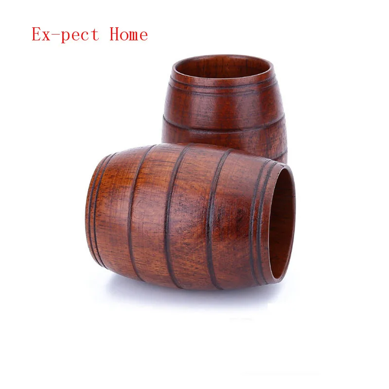 10pcs/lot Wooden Belly Beer Cup Wood Carved Classical Tea Cup Eco-Friendly Drinkware Kitchen Bar Accessories