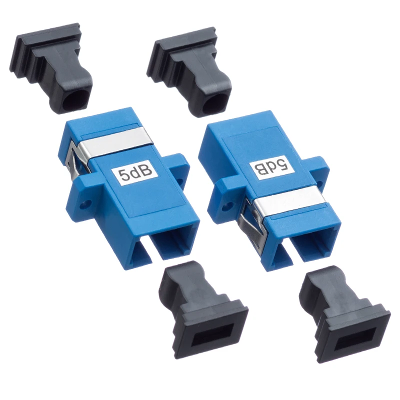 Оптический аттенюатор SC UPC, гнездо-гнездо, фиксированный переходник FF, ftth, фибра оптический разъем, 2, 3, 5, 7, 10, 15 дБ, синий SM, 10 шт.