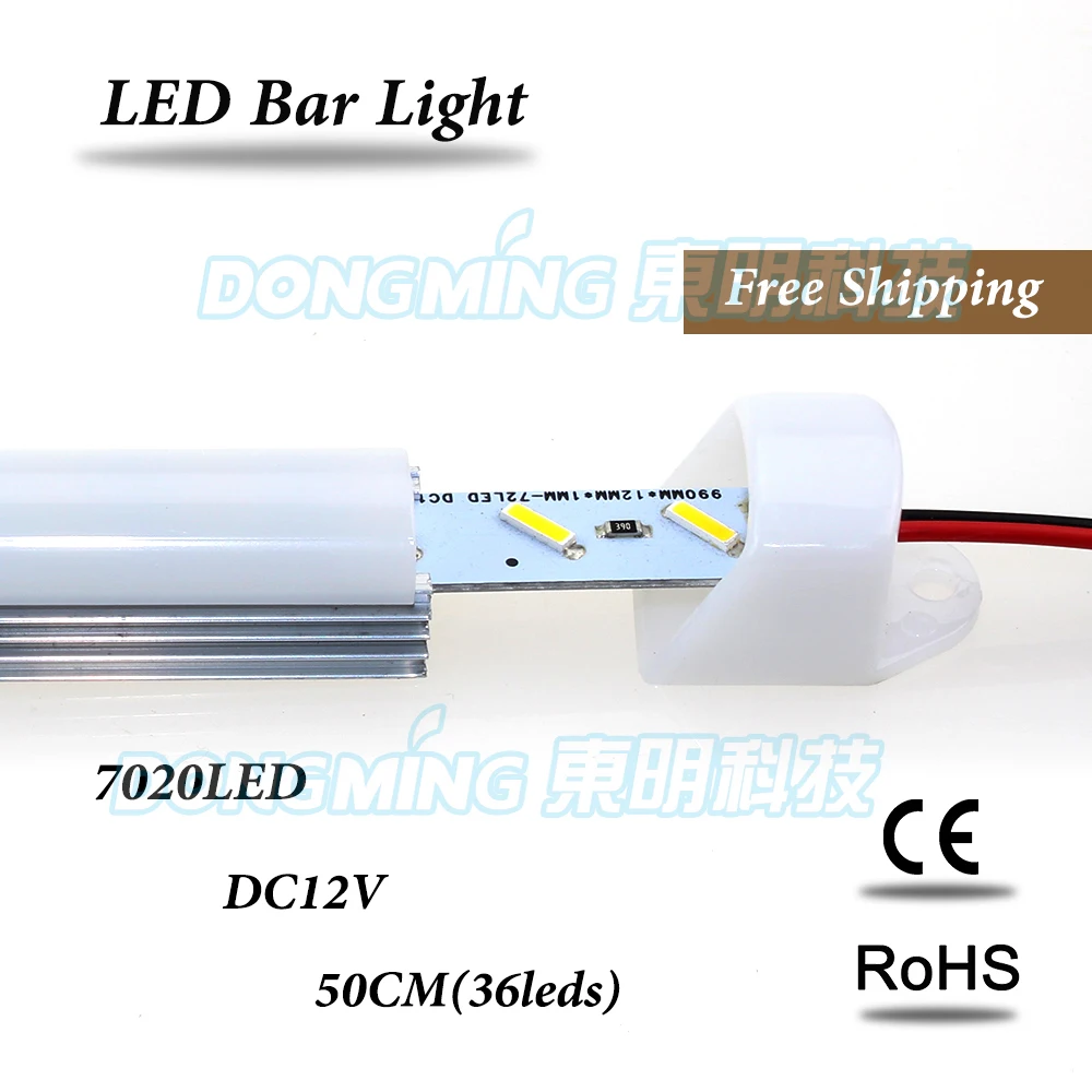 

5pcs DC 12V 72leds/m 50cm U groove led cabinet lights 7020 led bar light + PC milky/clear cover