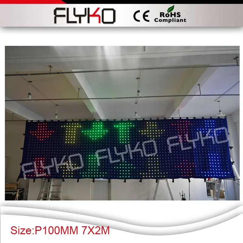 Flykostage led curtain display text pitcure gif flash