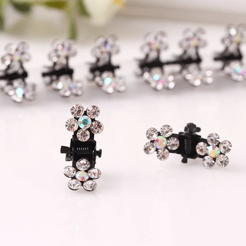 12pcs/Lot Small Metal Hair Claw Cute Crystal Flowers Hair Clips Kids Hair Accessories Party Jewelry Hair Ornament Drop Shipping