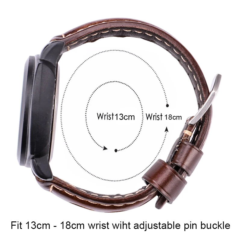 Oil Wax Genuine Leather Watchbands 22mm 24mm Dark Brown Women Men Cowhide Watch Band Strap Belt With Black Pin Buckle