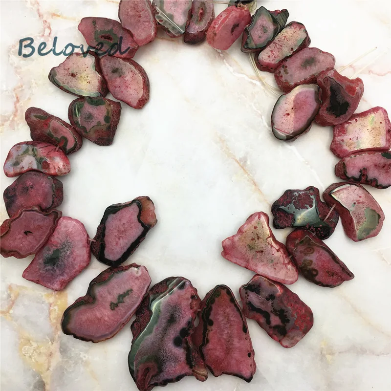 

Freeform Druzy Red Agates Geode Slice Loose Beads, Polished Raw Quartz Gems Slab Jewelry Making Beads, BG18249