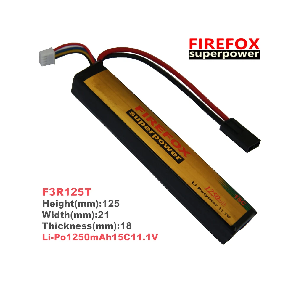 

1pcs 100% Orginal FireFox 11.1V 1250mAh 15C Li-Po AEG Airsoft Battery F3R125T