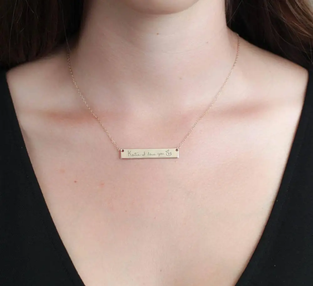 Kustom Pribadi Sebenarnya Tulisan Tangan Nama Kalung Menggambar Tanda Tangan Kalung Inspirational Quotes Bar Kalung Perhiasan