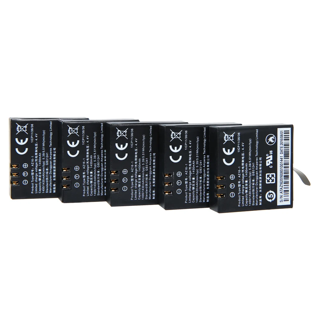 wholesale 5 Pcs  AZ16-1 bateria for Xiaomi Yi II 4K battery Akku For XiaoYi II 4K Xiaomi Yi 2 4k action camera Accessories