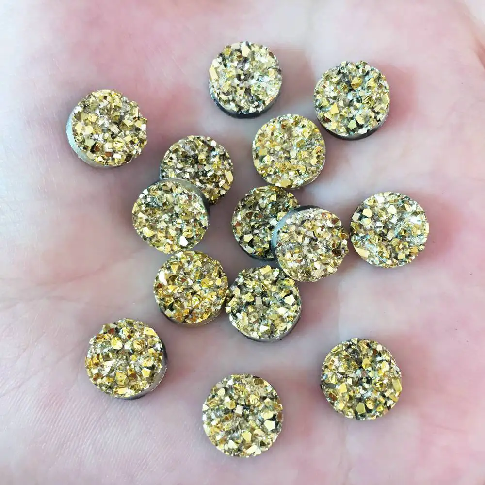 80pcs AB Resin Bling Irregularity surface Ore crystal 10mm Round flatback rhinestone Ornament DIY Wedding appliques craft SW88*2