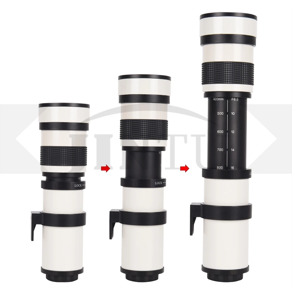 JINTU 420-800mm F/8.3 MF teleobiektyw zmienoogniskowy zestaw dla Nikon D3000 D3100 D3200 D3300 D3400 D5000 D5100 D5200 D5300 D5500 D5600 D80