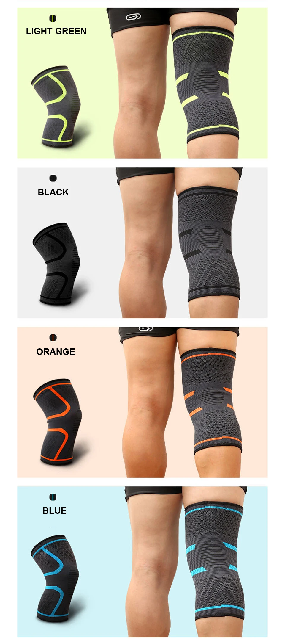 1PCS Fitness Laufen Radfahren Knie Unterstützung Hosenträger Elastische Nylon Sport Kompression Knie Pad Hülse für Basketball Volleyball – Detail 10