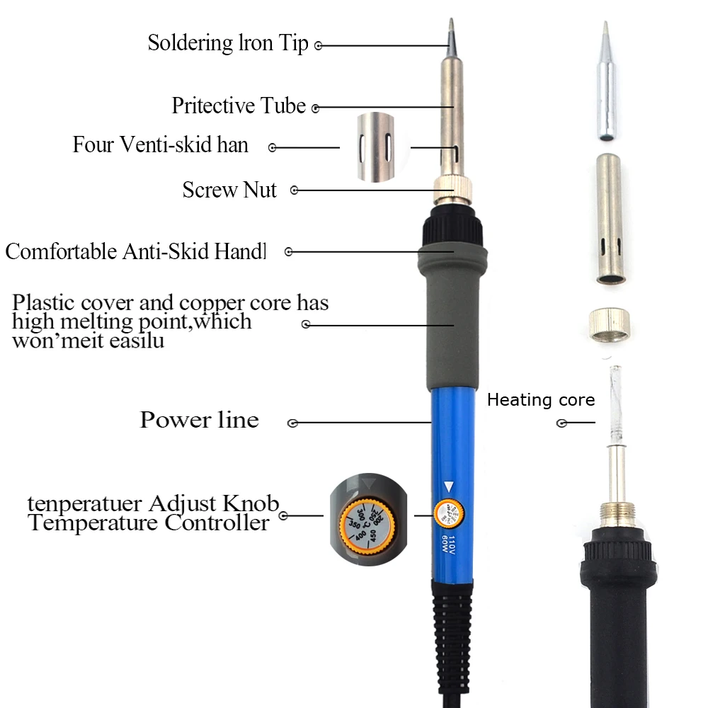 60W Temperature Electric Soldering Iron Kit Soldering Iron kit With Multimeter Desoldeirng Pump Welding Tool 110V/220V