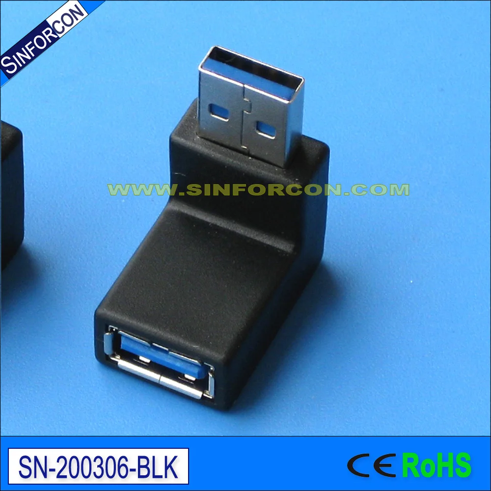 L Shape USB3.0 Gender Changer Angled USB2.0 Male to Female Adapter