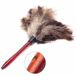 1pcs 40cm Ostrich Natural Feather Duster Brush With Wood Handle Anti-static Cleaning Tool Household Furniturer Car Dust Cleaner