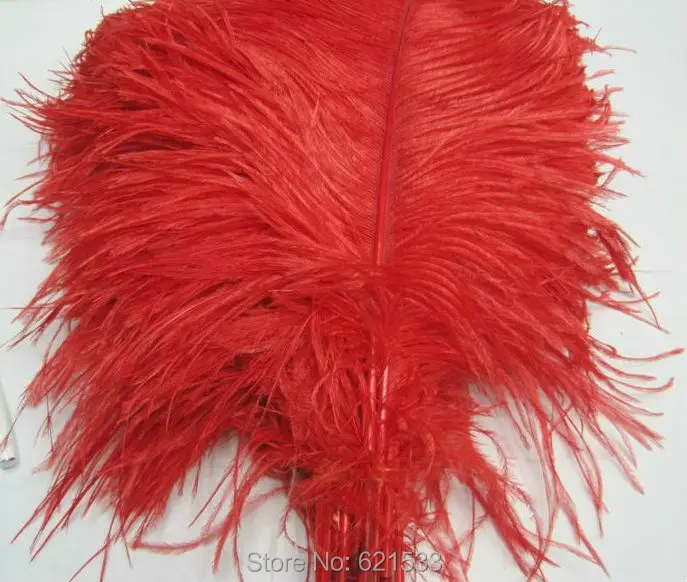 Beautiful!100pcs/lot!14-16inch 35-40CM high quality red ostrich feather Wedding hot Natural