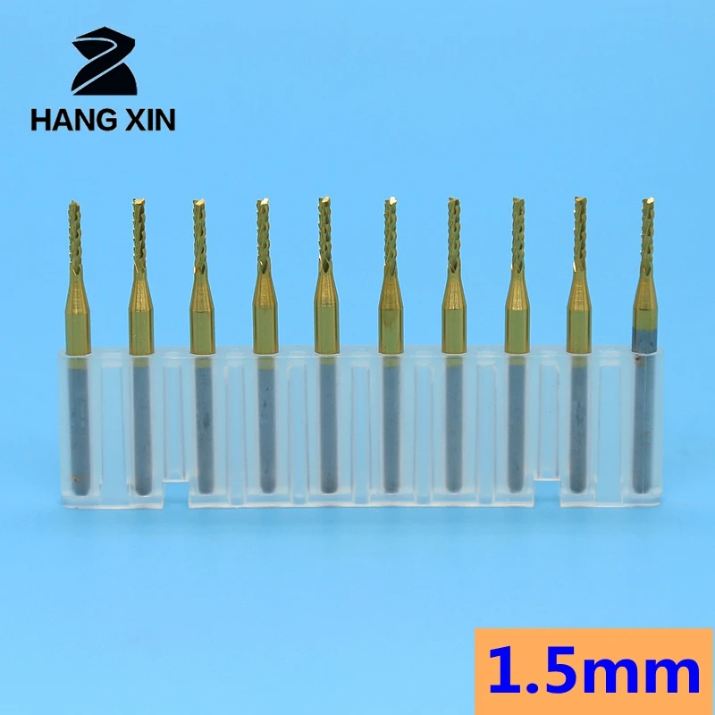 Micro Titanium Coated Wood End Mill Tupia Strawberry Metal Router PCB Drill Bit Power Tool Set 1.0mm--2.0mm  10PCS