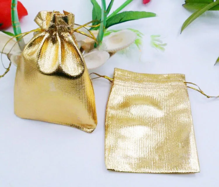 

9*12cm 200pcs Handmade Gold Drawstring Bags For Wedding/Party/Gift/bracelets/necklace Pouches Jewelry Packaging Display Bags