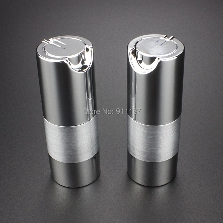 

50pcs ZA213 sliver 15 ml airless cosmetic bottles ,15m airless cosmetic containers , plastic round airless cosmetic packaging