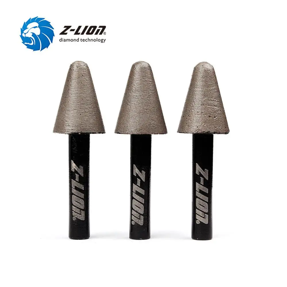 Z-LION 3pcs Sintered Diamond Countersink Bit Diamond Sanding Drill Bit Stone Marble Glass Mini Drill Diamond Bur Grit 30/50/100