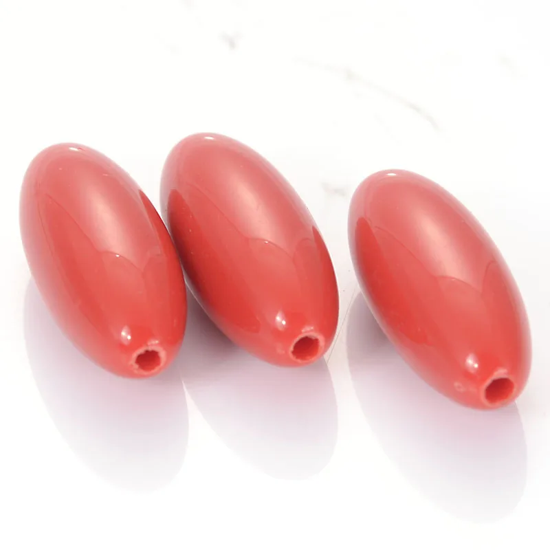 New Arrival 20 Pcs/Lot 12x30MM Solid Color Acrylic Long Oval Spacer Loose Beads For Diy Jewelry Making Supplies