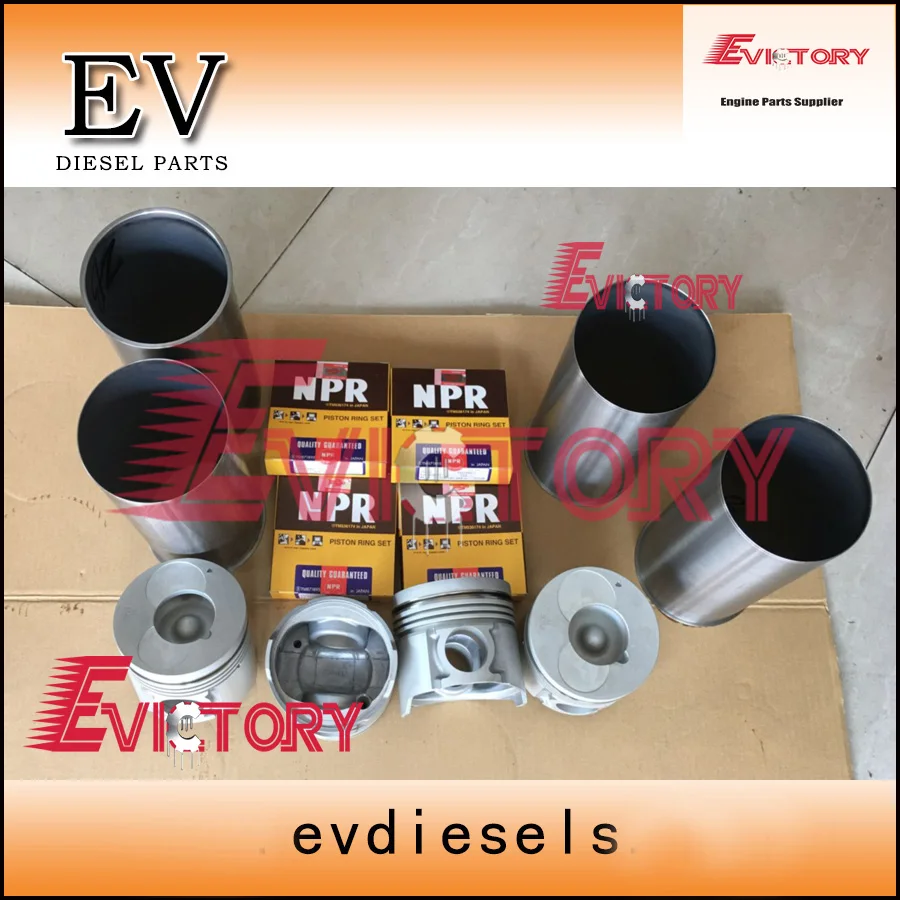 Engine cylinder liner kit For Isuzu engine 4BG1 4BG1T piston+piston ring+cylinder liner