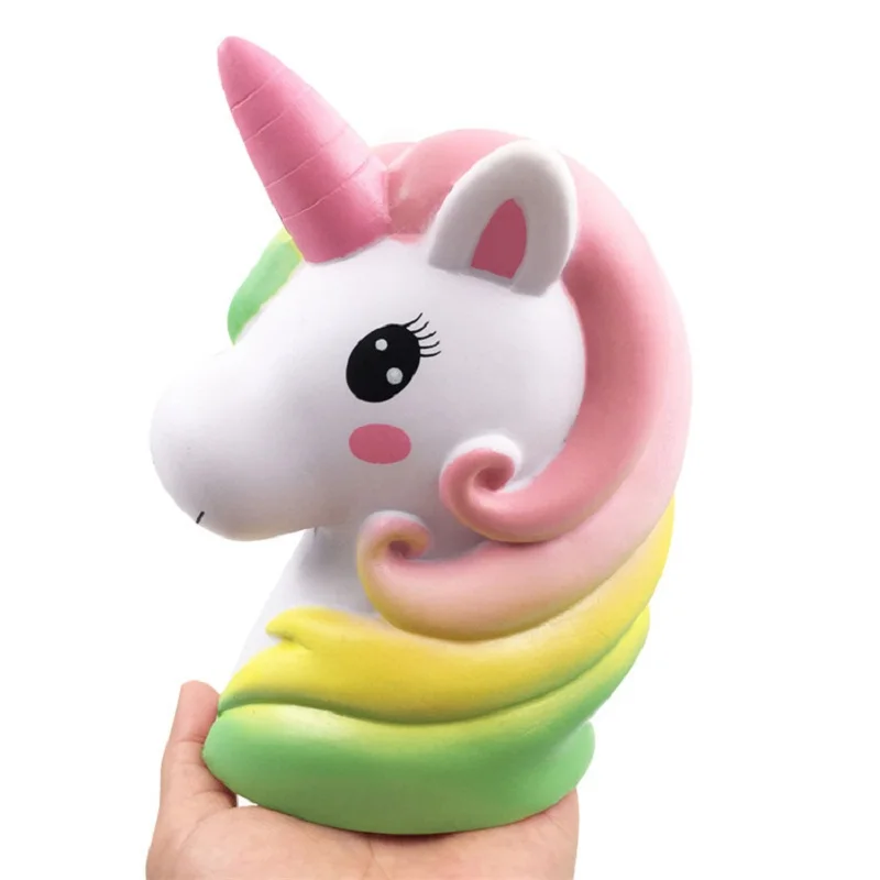 Jumbo Colorful Unicorn Head Squishy Soft Slow Rising Scented Squishy Kids Grownups Stress Relief Squeeze Toys Toy 13*11*7.5 CM