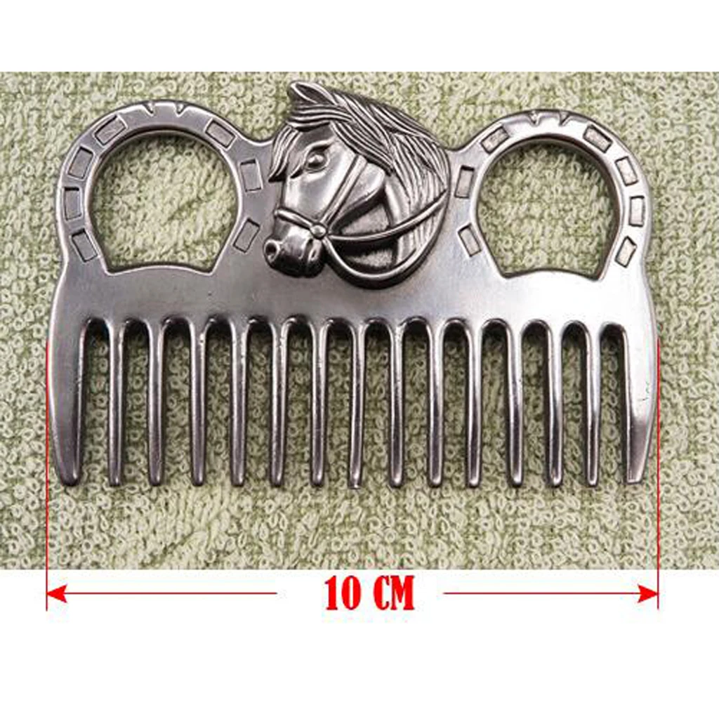 Stainless Steel Horse Pony Grooming Comb Tool  Metal Curry Brushing Cleaning Tool Equestrian