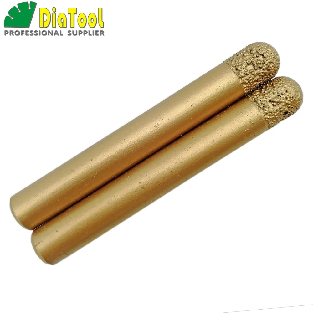 

DIATOOL 2PCS CNC Engraving Bits For Stone(10/12mm) Ball-end, Diamond Burrs, Vacuum Brazed Diamond Carving Bits