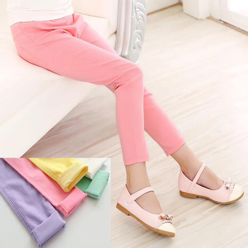 

High Quality Spring Summer Girls Pencil Pants Fashion Candy Color Children Pants DK03