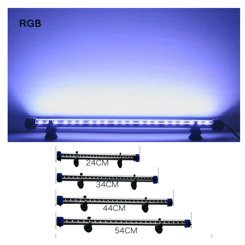 24cm 34cm 44cm 54cm Hard Rigid Strip Bar Light RGB LED Tube Bulb Dive Underwater light Fish Tank Decoration Lamp