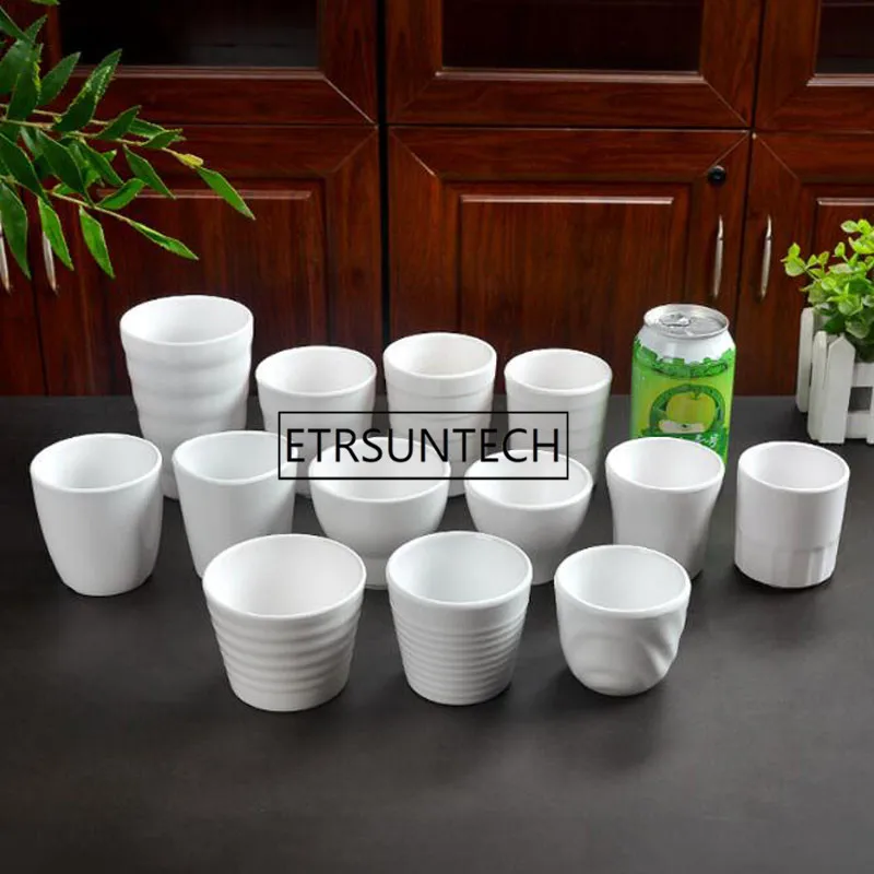 Melamine Cup White Drinking Water Cup Canteen Restaurant Tableware Japanese Style Tumblers Tea Cup