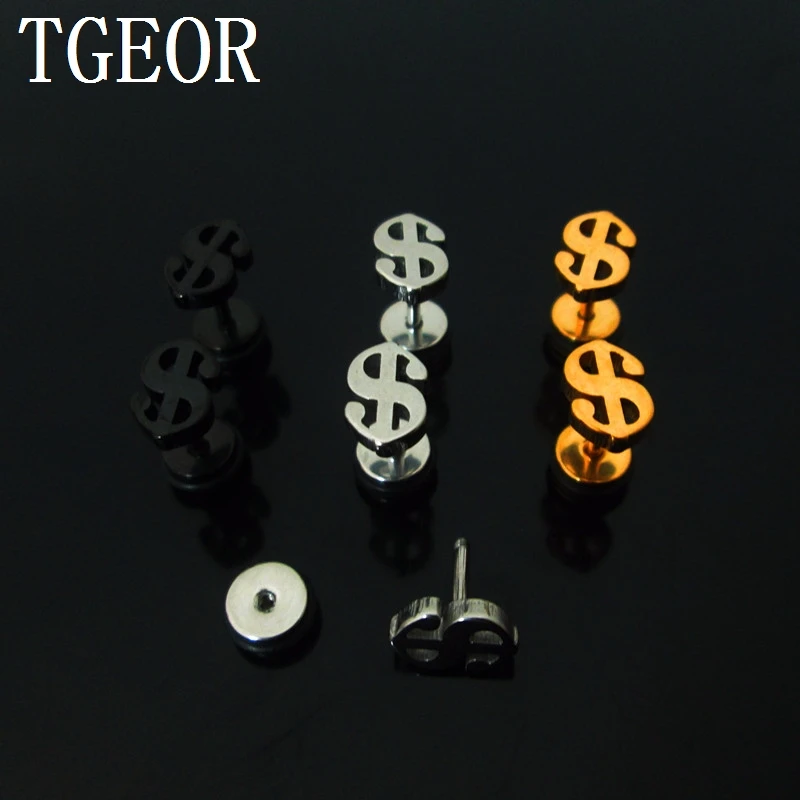 free shipping illusion cheaters dollar earring 1 pair  1.2*6*6/(6*9)mm Stainless Steel laser cut ear piercing fake plugs