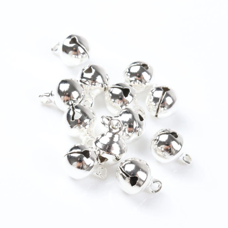 10pcs 8mm Jingle Bells Gold Silver Plated Copper Loose Beads Small for Party Christmas Tree Ornamen Decoration Home Accessories