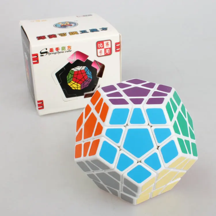 High Quantity Shengshou Megaminx Puzzle Speed Dodecahedron Smooth Puzzle Cube Color Black/White special Toy Free Shipping