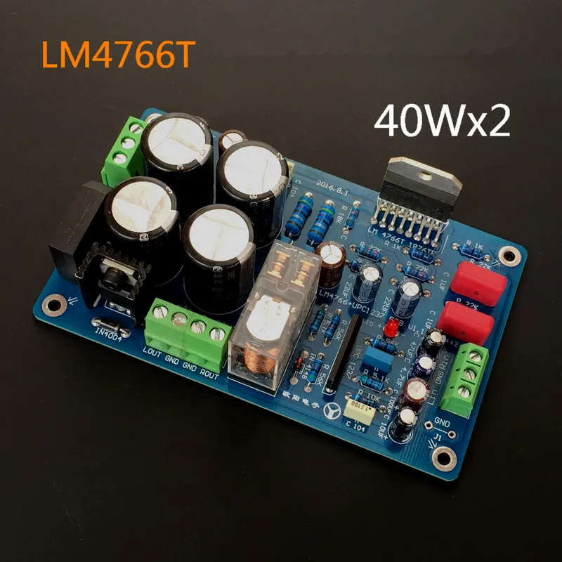 AC dual 12V-24V 40W+40W 8 ohms LM4766 2.0 channel stereo Power Amplifier Board with speaker Protection (finished)