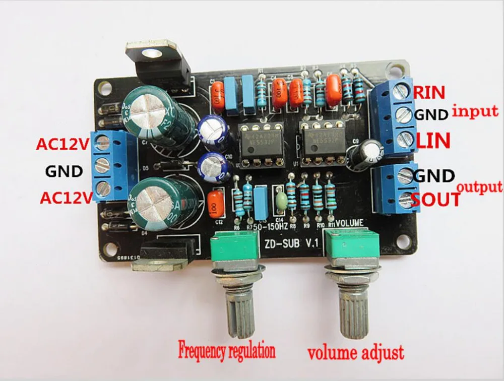 NE5532 Pre-amp Preamplifier volume adjustment Low pass plate filter front plate Heavy subwoofer tone board