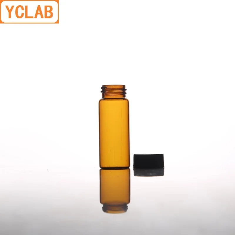 YCLAB 15mL Glass Sample Bottle Brown Amber Screw with Plastic Cap and PE Pad Laboratory Chemistry Equipment