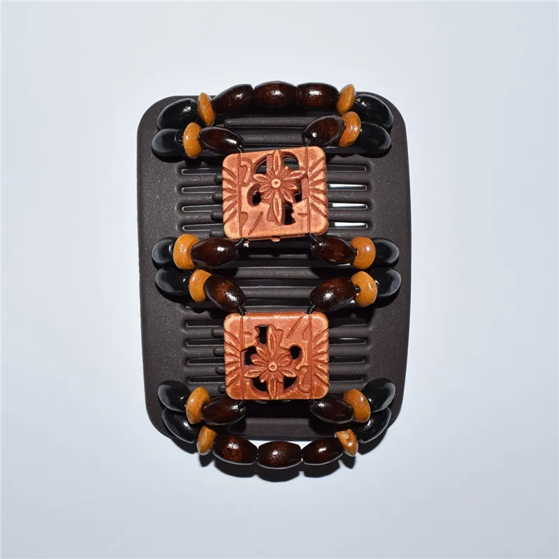 20pcs / lot  Medium Size black and brown flower Lady Beaded Magic Strecthy Hair Combs Double Clips Combs
