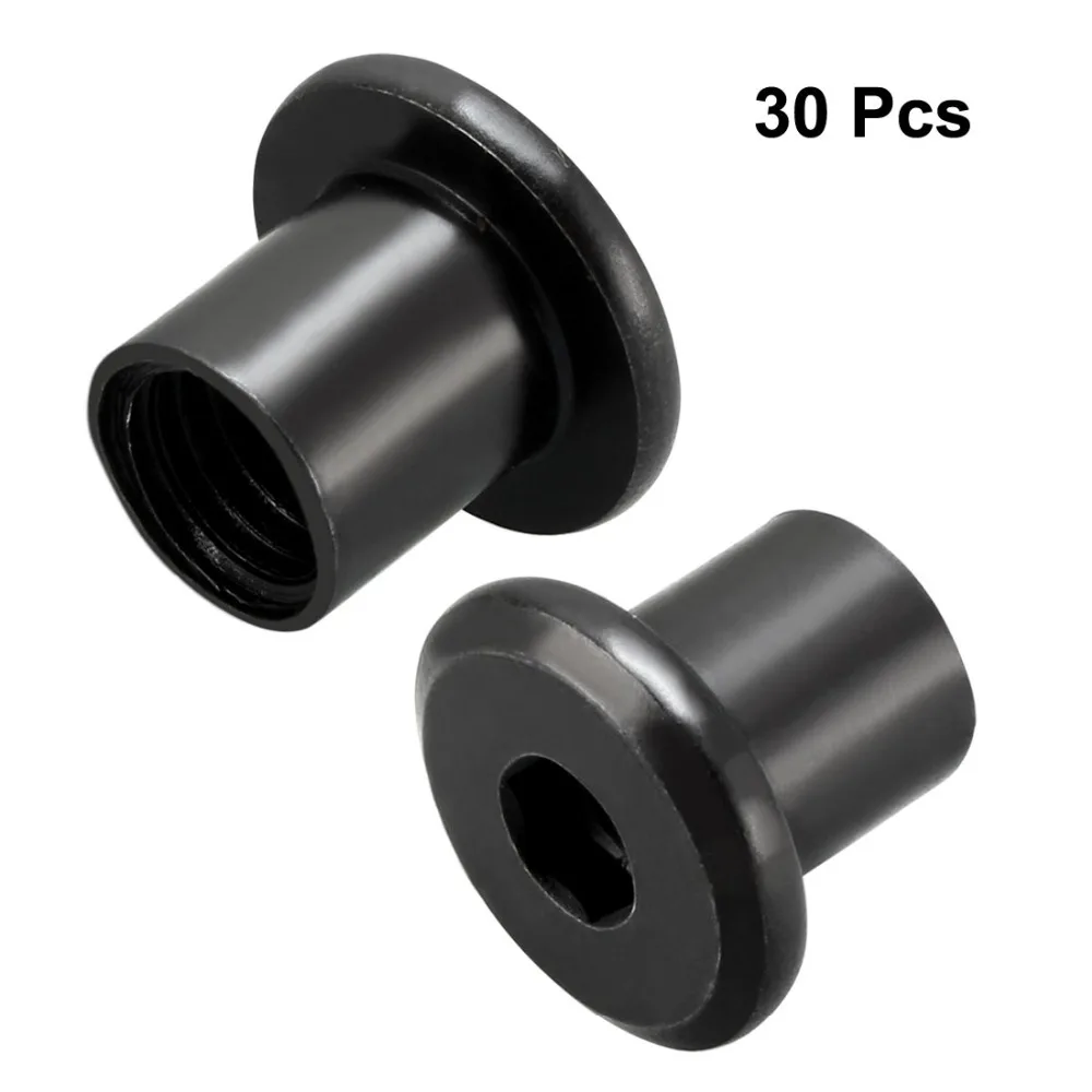 Uxcell 30pcs/lot M8x10/12/18mm M6x/15/17/22mm Iron Nickel Plated Rivet Hex Socket Head Insert Nut Screw Post Furniture Fittings