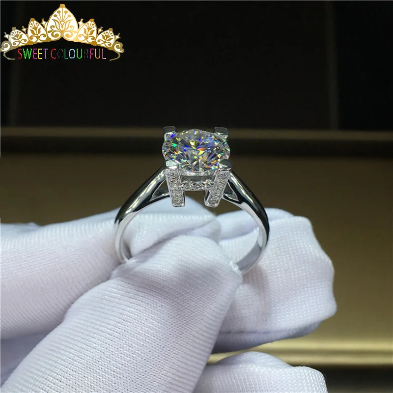 100%  18K 750Au Gold  Moissanite  Diamond Ring  D color VVS  With national certificate MO-00121