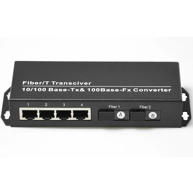 10/100Base-TX to 100Base-FX Fast Media Ethernet Converter 2 CH*SC 4 CH*RJ45 Media Converter SC Ethernet Optical Transceiver