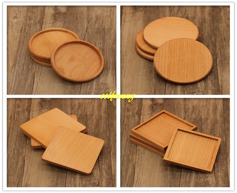 100pcs/lot 8.8cm Beech & Walnut Wood Coasters Cup Coffee Tea Cup Pads Drinking Mats Teapot Drink Coaster