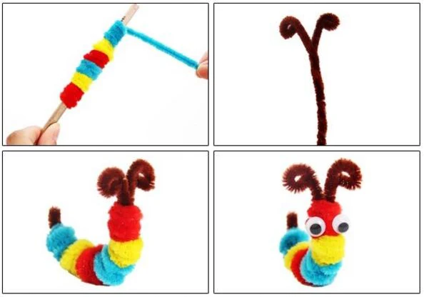 Plüss botot / pompoms Irisz színek shilly-stick Nevelési DIY toys handmade Mesterkedés kézműves Kreativitás devoloping toys GYH