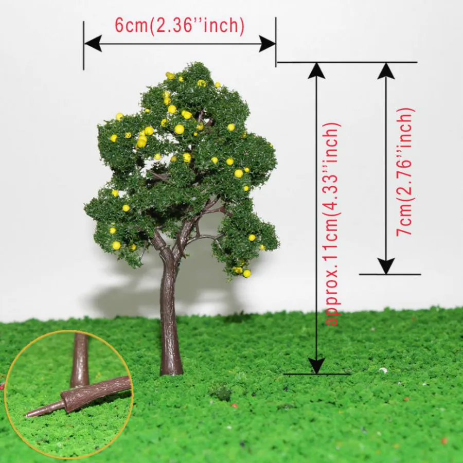 Nowy 20 sztuk OO O skali sztuczny owoc drzewa układ scenę dla kolei 11CM Model pociągu Ho skala modelowania kolejowego