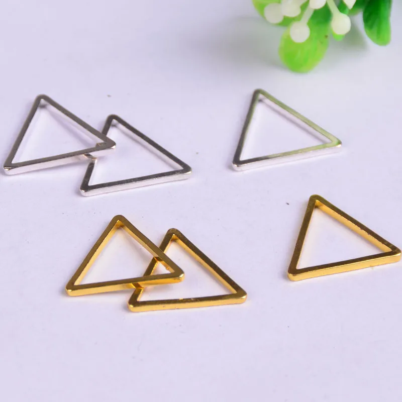 

50pcs Gold/Silver Plated triangle Hollow Charms Pendants for Jewelry Making DIY Handmade Craft wholesale freeship