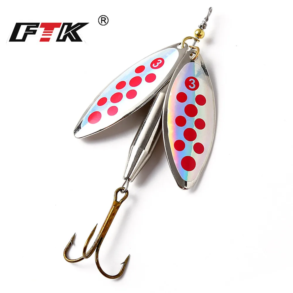 FTK 1PC 10Colors Double Spinner Long Cast Coloful Bait Fishing Lures Pesca Spinner Pike Sequin Paillette carp