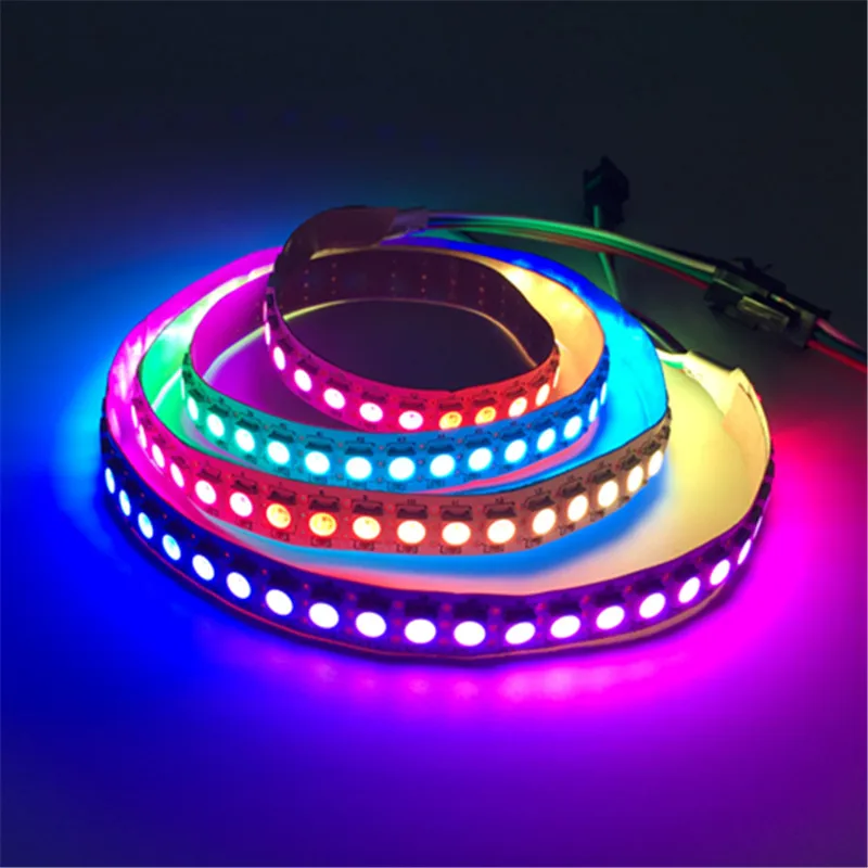 WS2812B striscia LED WS2812 IC 5V 30/60/144 LED indirizzabile individualmente WS2811 DC12V 2811 IC RGB Smart LED pixel striscia PCB nero